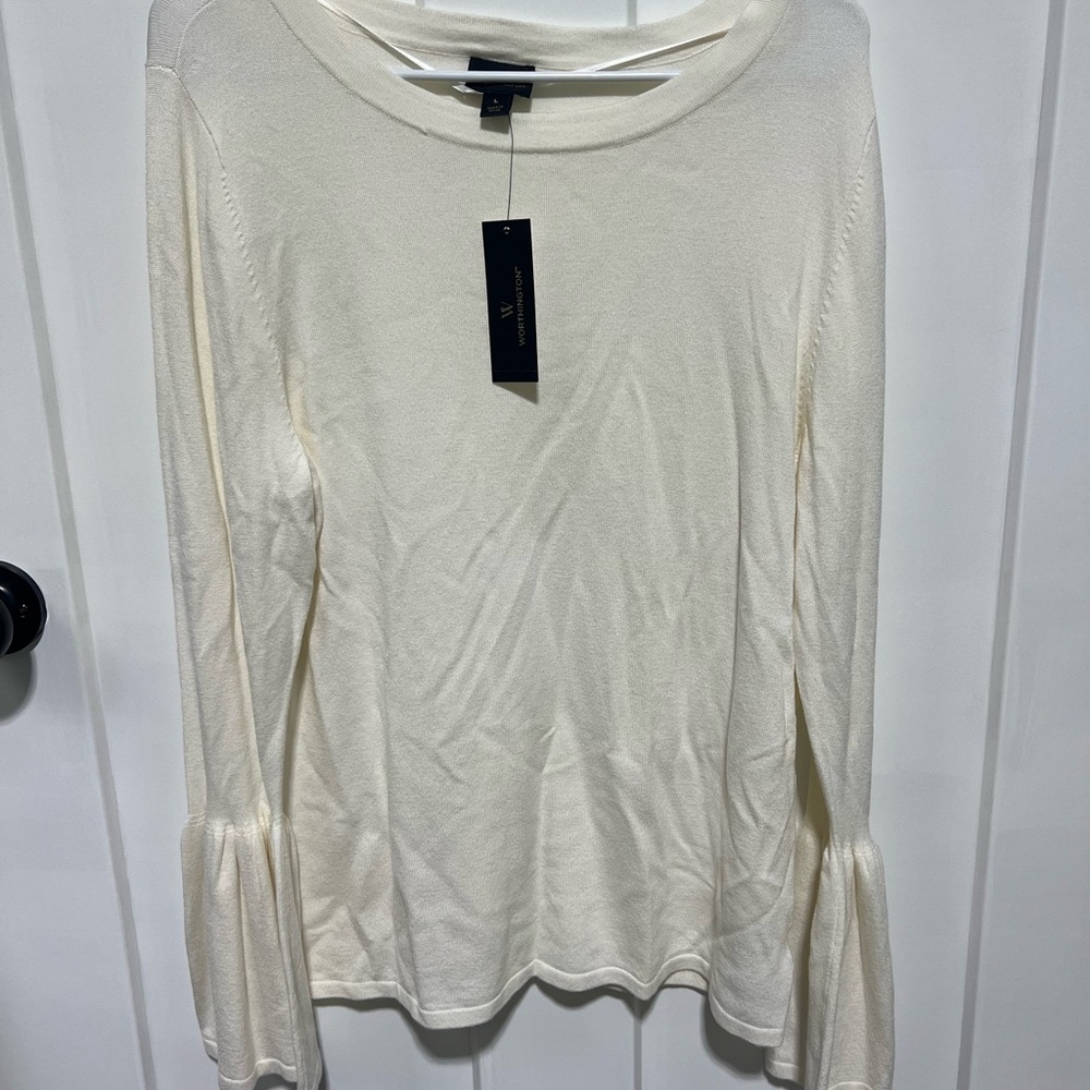 Elegant Cream Women's Top worthington Large new with tags long sleeve